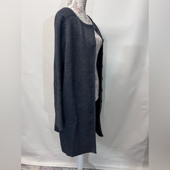 SOLAR Charcoal gray wool and cashmere blend cardigan sweater size M. - Picture 8 of 11